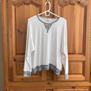 She + Sky Camo Accent Top